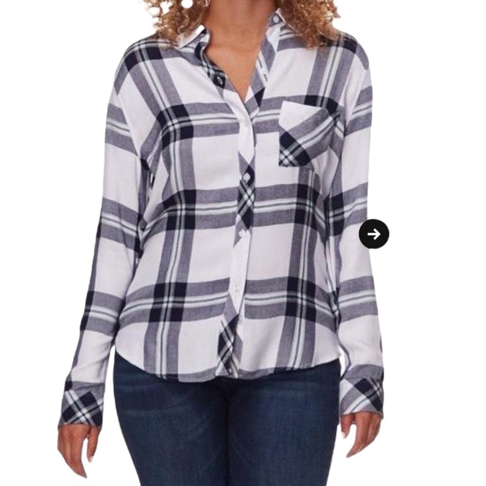 Rails Hunter White/Navy/Forest Long-sleeve Button Up - Women's Button-down Top